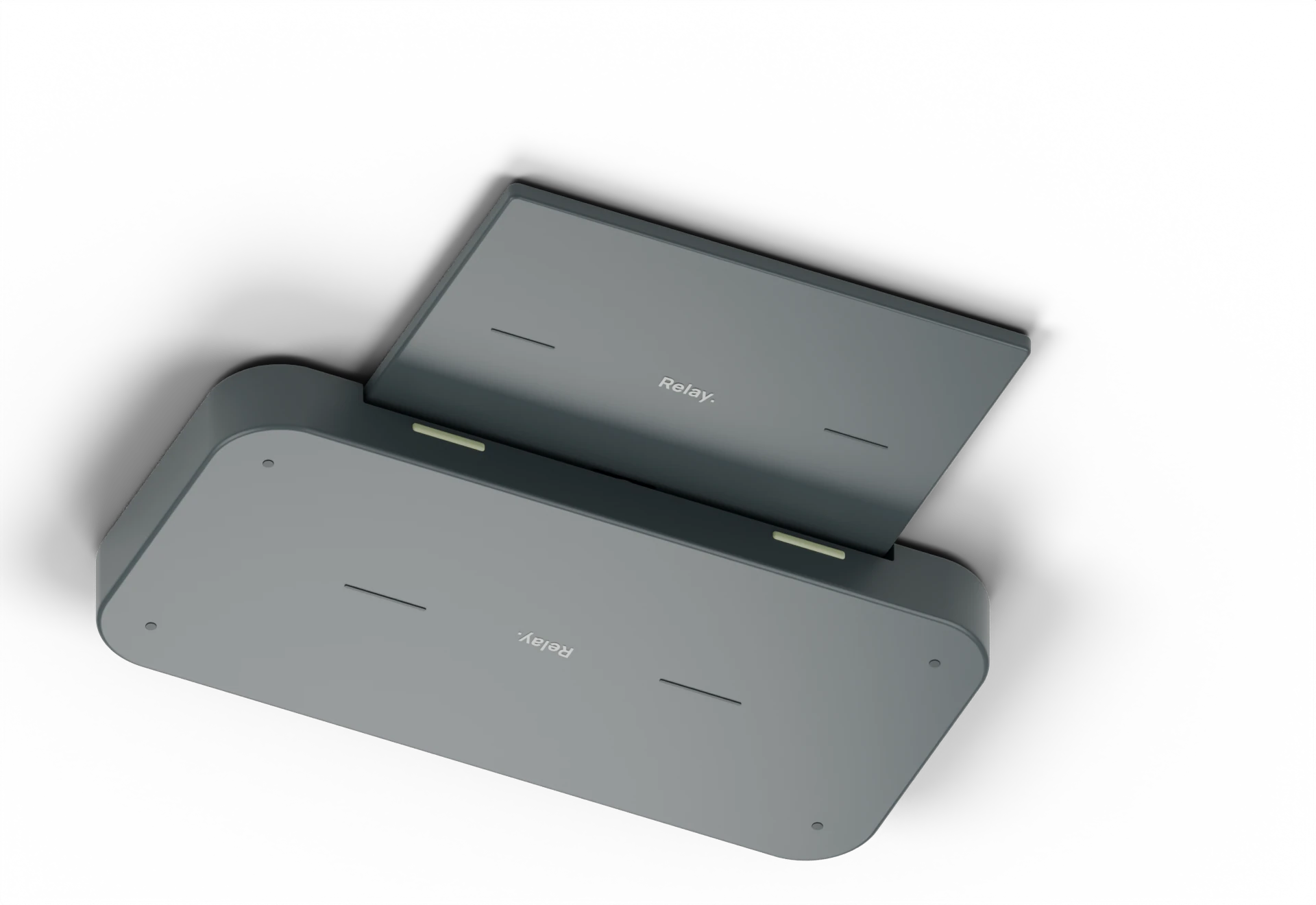 Design render of the rear display cassette, its swivel support and the body underneath.